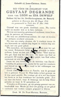 Guerre 39/45- Gustaaf DEGRANDE, Soldat 14°Reg. Artillerie , Né à Beernem 28/10:1914 ,+ à Tielt 27:5/1940 , Imp. Beernem - Décès