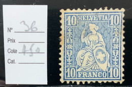 SUISSE -  N°36.   Cote 450€. Gomme Moyenne + Traces De Rouille. - Autres & Non Classés