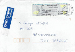 France 2002 Malzeville Carrefour Des Cultures ATM « Avions En Papier » Cover To Cote D'Ivoire - 2000 « Avions En Papier »