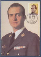 S.M. Le Roi Don Juan Carlos I, Espagne Carte Postale, 50è Anniversaire, Exposition Philatélique Madrid 4-10.01.88 - Tarjetas Máxima