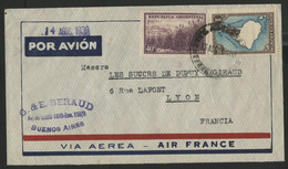 ARGENTINE Pli Par Avion Pour Lyon Via AIR FRANCE En 1938 (voir Description) - Lettres & Documents
