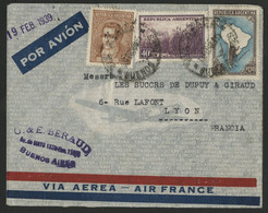 ARGENTINE Pli Par Avion Pour Lyon Via AIR FRANCE En 1939 (voir Description) - Cartas & Documentos