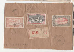 Guadeloupe (1884-1947) S/Fragment  Recommandé De BASSE TERRE N°97+N°105+N°114 - Storia Postale