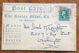 MUSICA - USA - THE BOSTON MUSIC CO. ADVERTISING VINTAGE POST CARD FROM WOLLASTON,MASS. NOV 8 1914 - Cape Cod