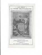 AUX HEROS LA PATRIE RECONNAISSANTE HOMMAGE AUX SOLDATS A CEUX QUI SONT TOMBES - LIBRAIRIE NATHAN - DOCUMENT MILITAIRE - Documenti