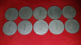 LOT DE 10 PIECES 1 REICHE PFENNIG TTB ETAT - Other & Unclassified