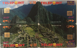 PERU : PTE-028P Machu Pichu Set Of 4 Puzzle Cards USED (x) - Pérou