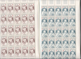 2 Feuilles Complètes De  50 Timbres Des N° 1466/67 Croix-rouge 1965. - Full Sheets