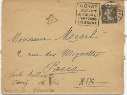 LETTRE OBLITERATION DAGUIN " ROYAT GUERIT LE COEUR ET L'ARTERIO SCLEROSE "-1926 - Oblitérations Mécaniques (Autres)