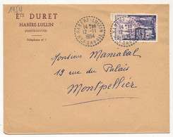 FRANCE - Env. En-tête "Ets DURET HABÈRE-LULLIN (Hte Savoie)" - Cachet Tireté Idem - 1954 - S/12F Quimper - Manual Postmarks