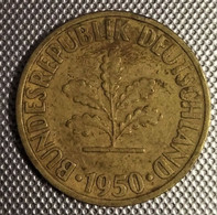 1950 - GERMANIA   -  MONETA DEL VALORE DI :  10  PFENNIG - USATA - 10 Pfennig