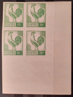 France 1944 N°630 Coq Et Marianne D'Alger Bloc De 4 CdF Nd Cote Maury 320€ ** TB - 1944 Gallo E Marianna Di Algeri