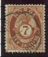 NORWAY 1873 Posthorn 7 Sk. Brown Fine Used.  Michel 21. - Gebruikt