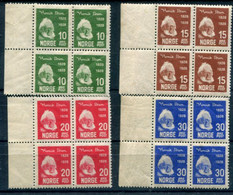 NORWAY 1928 Ibsen Centenary In Blocks Of 4 MNH / **.  Michel 137-40 - Unused Stamps