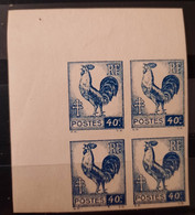 France 1944 N°632 Coq Et Marianne D'Alger Bloc De 4 CdF Nd Cote Maury 320€  ** TB - 1944 Gallo E Marianna Di Algeri