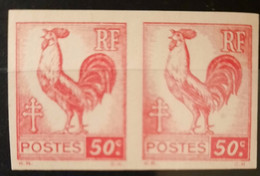 France 1944 N°633 Coq Et Marianne D'Alger En Paire Nd Cote Maury 160€  ** TB - 1944 Hahn Und Marianne D'Alger