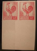 France 1944 N°633 Coq Et Marianne D'Alger En Paire Nd BdF Cote Maury 160€  ** TB - 1944 Gallo E Marianna Di Algeri