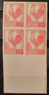 France 1944 N°633 Coq Et Marianne D'Alger Bloc De 4 Nd BdF Cote Maury 320€  ** TB - 1944 Hahn Und Marianne D'Alger