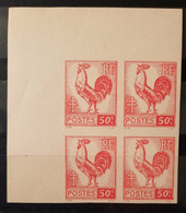 France 1944 N°633 Coq Et Marianne D'Alger Bloc De 4 Nd CdF Cote Maury 320€  ** TB - 1944 Coq Et Maríanne D'Alger