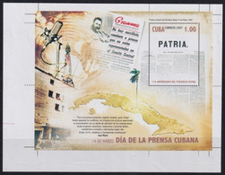 2007.687 CUBA MNH 2007 IMPERFORATED PROOF UNCUT DIA PRENSA FIDEL CASTRO NEWSPAPER - Imperforates, Proofs & Errors