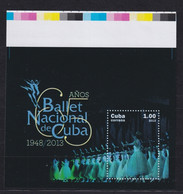 2013.631 CUBA MNH 2013 IMPERFORATED PROOF SHEET 65 ANIV BALLET NACIONAL. - Sin Dentar, Pruebas De Impresión Y Variedades