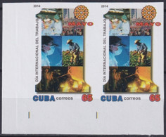 2014.432 CUBA MNH 2014 IMPERFORATED PROOF LABOR DAY PRIMERO DE MAYO - Geschnittene, Druckproben Und Abarten