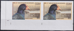 2018.203 CUBA MNH 2018 IMPERFORATED PROOF 65c BIRD ENDANGERED AVES PAJAROS. - Non Dentelés, épreuves & Variétés