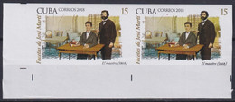 2018.206 CUBA MNH 2018 IMPERFORATED PROOF 15c FACETAS JOSE MARTI. MENDIVE TEACHER - Non Dentelés, épreuves & Variétés