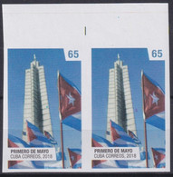 2018.221 CUBA MNH 2018 IMPERFORATED PROOF LABOR DAY PRIMERO DE MAYO FLAG. - Sin Dentar, Pruebas De Impresión Y Variedades