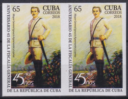 2018.229 CUBA MNH 2018 IMPERFORATED PROOF 65c 45 ANIV FISCALIA IGNACIO AGRAMONTE - Imperforates, Proofs & Errors