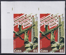 2018.232 CUBA MNH 2018 IMPERFORATED PROOF 40 ANIV MILITAR MISSION ETHIOPIA. - Ongetande, Proeven & Plaatfouten