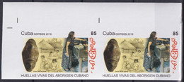 2019.219 CUBA MNH 2019 IMPERFORATED PROOF 85c INDIAN ARCHEOLOGY HUELLAS ABORIGEN. - Sin Dentar, Pruebas De Impresión Y Variedades