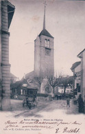 St Blaise NE, Place De L'Eglise Animée, Restaurant Et Attelages (11.7.1900) - Saint-Blaise