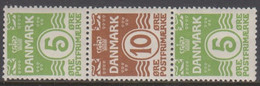 1927 - 1929. Vending Machine Stamps. Wavy Line. 5 øre Green +10 øre Brown + 5 øre Gre... (MICHEL 182-184) - JF414573 - Nuevos