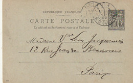 ///    ENTIER POSTAL  ///  Type Sage - 10 Cts écrite - Cartes Précurseurs