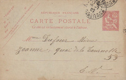 ///    ENTIER POSTAL  ///  Type Mouchon  10 Cts écrite - Cartes Précurseurs