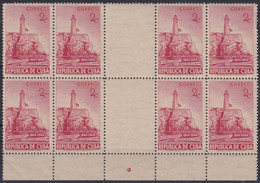 1949-256 CUBA REPUBLICA 1949 MNH CASTILLO DEL MORRO CASTLE BLOCK OF 8 GUTTER PAIR. - Unused Stamps