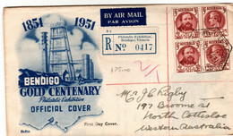 Australia PM 57 1951  Postmark Collection ,Bendigo Philatelic Exhibition,Registered Souvenir Cover - Marcophilie