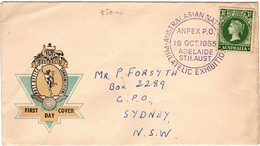 Australia PM 70A 1955   Postmark Collection ,Anpex Philatelic Exhibition,souvenir Cover - Marcofilie