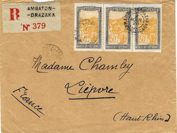 1928- Enveloppe RECC. Affr. 1,50 F  D'AMBATONDRAZAKA Pour La France - Covers & Documents