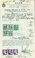 1944 LUOGOTENENZA 3X 1 LIRA IMPERIALE ANNULLO AGENZIA NAPOLI EIAR SU LICENZA RADIO - Marcophilia