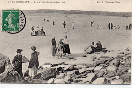 Delcampe - Le Conquet Très Animée La Plage Des Blancs-Sablons - Le Conquet