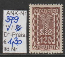 1922/24 - FM/DM A. Satz "Landwirtschaft,Gewerbe,Industrie" - 120 K D'braun - S. Scan (379    At) - Ongebruikt