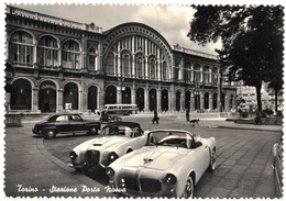 ITALIE PIEMONTE TORINO TURIN STAZIONE PORTA NUOVA ANIMATA AUTOBUS AUTO OPEL LANCIA ALFA R PARCH HOTEL - VERA FOTOGRAFIA - Stazione Porta Nuova