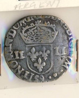 MONNAIE HENRI III # 1/4 DE FRANC # ARGENT # - 1574-1589 Henry III