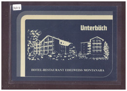 CARTE MODERNE - UNTERBÄCH - HOTEL RESTAURANT EDELWEISS MONTANARA - TB - Unterbäch