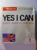 METHODE D'ANGLAIS BERLITZ - YES I CAN - 1 LIVRE ET 3 CASSETTES 3 K7 - COMPLET - Audio-Visual