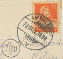 SCHWEIZ BAHNPOST AMBULANT (ZUG) 38 70 Extrem Selt. BAHNPOST-K2 (TPO) 1922 AK - Railway