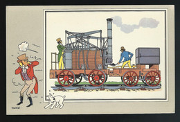 Herge-Tintin-Chromo-Voir-et-Savoir-Timbre-Tintin- Le Chemin De Fer Série1-collection- EO - Altri