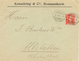 SCHWEIZ "ROMANSHORN - BRIEFPOST" K2 Helvetia 10 C (Grundmarke Zumstein 104) 1909 - Storia Postale